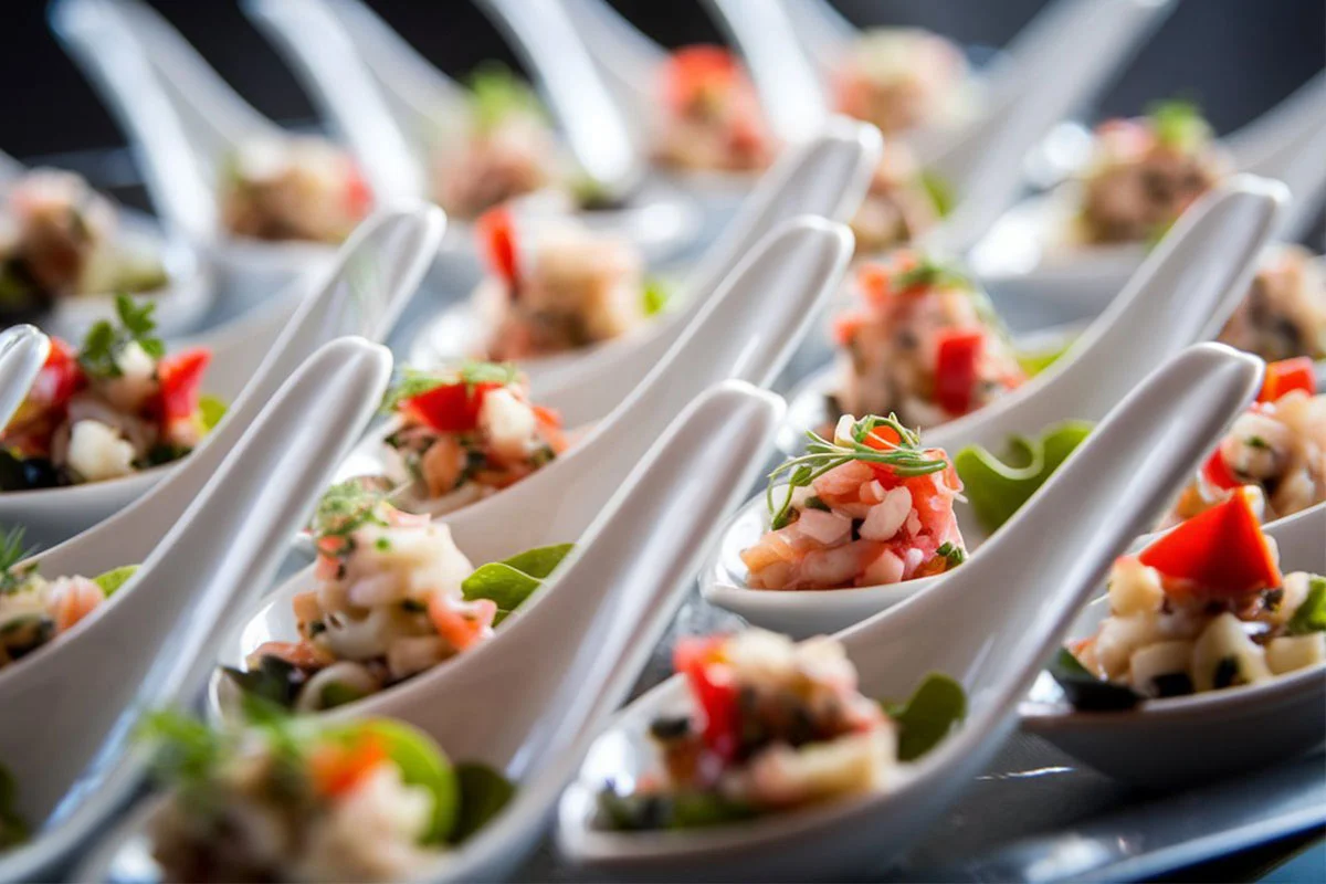 Aperitivos cóctel preparados por la mamunia catering